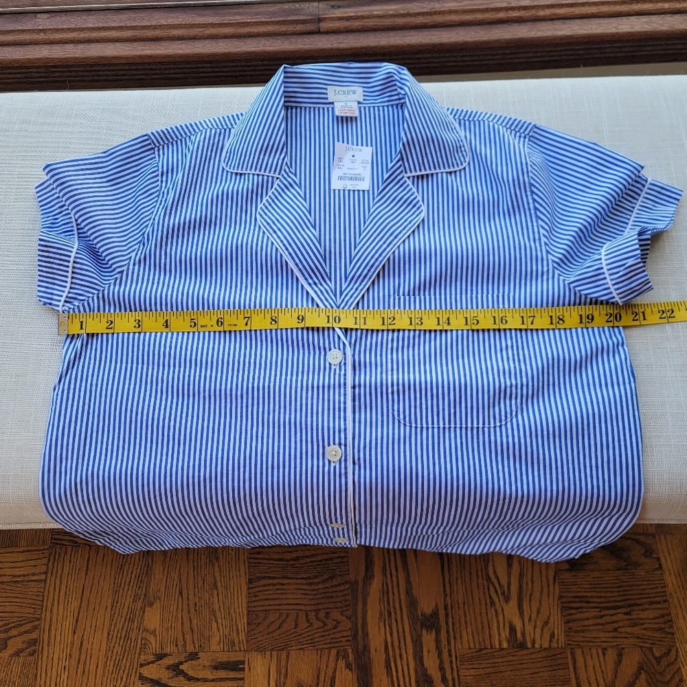 New! J.Crew Small S Blue Striped Cotton Shorts Top Pajama PJ set NWT - Picture 3 of 11